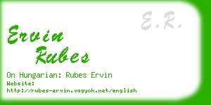 ervin rubes business card